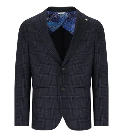 MANUEL RITZ MANUEL RITZ BLUE TARTAN SINGLE BREASTED JACKET