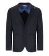 Manuel Ritz Blue Tartan Single Breasted Jacket In Blue