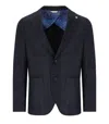 Manuel Ritz Blue Tartan Single Breasted Jacket In Blue