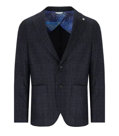 MANUEL RITZ MANUEL RITZ BLUE TARTAN SINGLE BREASTED JACKET