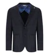 Manuel Ritz Blue Tartan Single Breasted Jacket In Blue