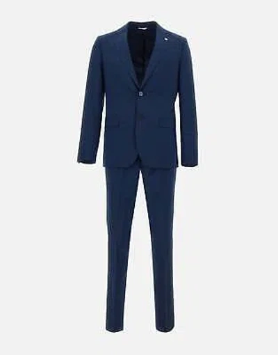 Pre-owned Manuel Ritz Blue Viscose Two-piece Suit Slim Fit 100% Original