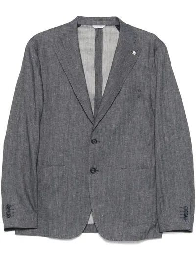 Manuel Ritz Brooch-detail Blazer In Blue