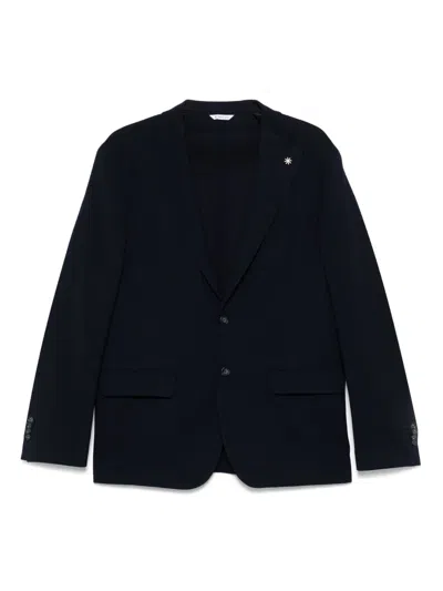 Manuel Ritz Brooch-detail Blazer In Blue
