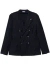 Manuel Ritz Double-breasted Blazer In Blue
