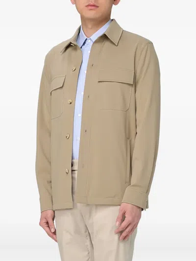 Manuel Ritz Double-pocket Shirt Jacket In Neutral