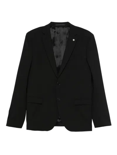 Manuel Ritz Buttoned Wool-blend Jacket In Black
