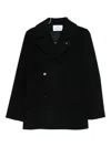 Manuel Ritz Buttoned Wool-blend Peacoat In Black