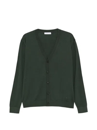 Manuel Ritz Button-up V-neck Cardigan In Green