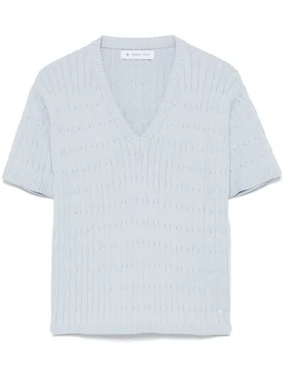 Manuel Ritz Cable-knit T-shirt In Blue