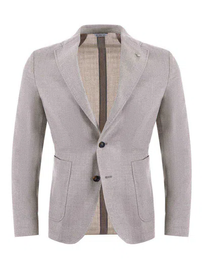 Manuel Ritz Stretch Wool Jacket In Sand
