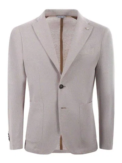 Manuel Ritz Honeycomb Cotton Jacket In Neutral