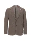 Manuel Ritz Checked Single-breasted Blazer In Brown