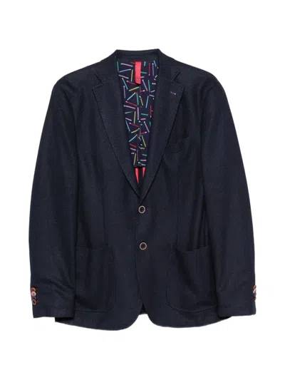 Manuel Ritz Chevron Jersey Blazer In Blue