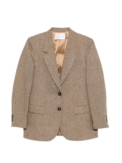 Manuel Ritz Chevron-pattern Blazer In Brown