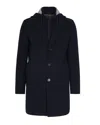 Manuel Ritz Hooded Button-up Coat In Blue