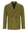 Manuel Ritz Green Pinstriped Double-breasted Jacket In Green