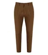 Manuel Ritz Cognac Virgin Wool Trousers With Elasticized Waistband In Brown