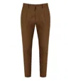 Manuel Ritz Cognac Virgin Wool Trousers With Elasticized Waistband In Brown