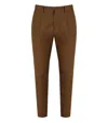 Manuel Ritz Cognac Virgin Wool Trousers With Elasticized Waistband In Brown