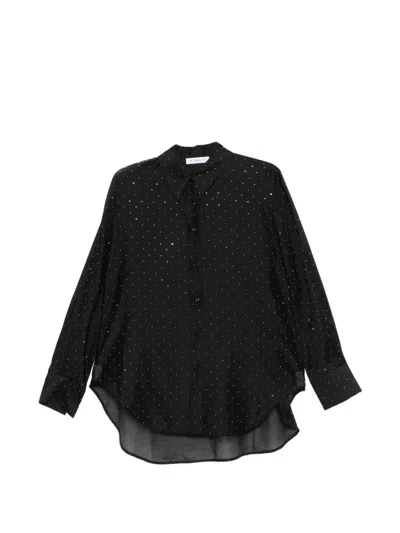 Manuel Ritz Collared Embellished Shirt In Black