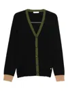 Manuel Ritz Contrast-trim Wool-blend Cardigan In Black