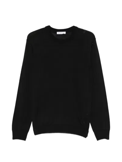 Manuel Ritz Contrast-stitch Crew-neck Sweater In Black