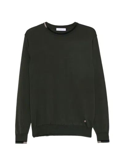 Manuel Ritz Contrast-trim Crew-neck Sweater In Green