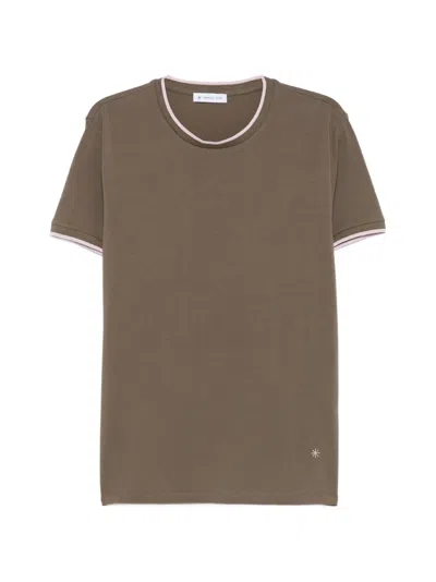 Manuel Ritz Contrast-trim T-shirt In Brown