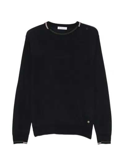 Manuel Ritz Contrast-trim Wool-blend Sweater In Black
