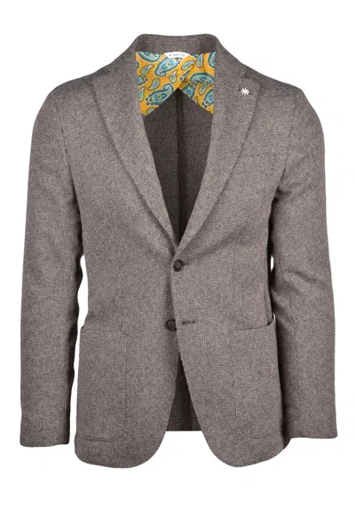 Manuel Ritz Cotton Blend Blazer - Brown In Gray