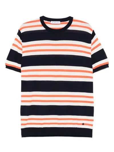 Manuel Ritz Cotton Knit T-shirt In Blue