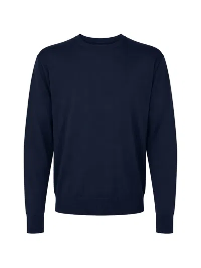Manuel Ritz Crew-neck Ribbed-trim Sweater In Blue