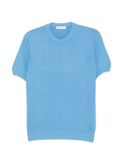 Manuel Ritz Crew-neck Short-sleeve Top In Blue