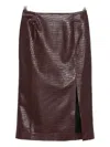 Manuel Ritz Crocodile-effect Faux-leather Skirt In Burgundy