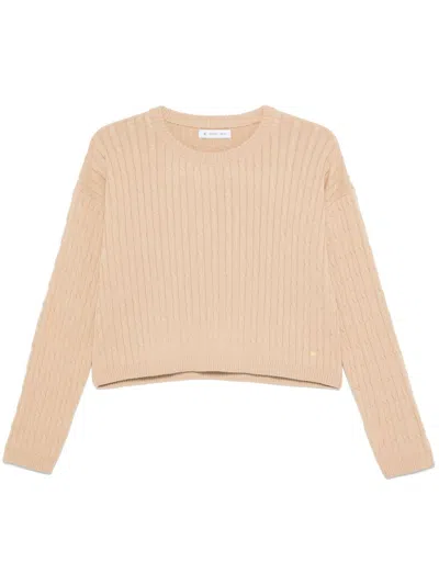 Manuel Ritz Cropped Cable-knit Sweater In Neutrals