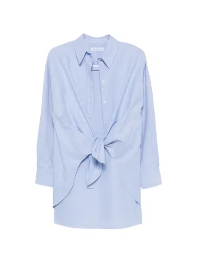 Manuel Ritz Crystal-embellished Tie-waist Mini Dress In Blue
