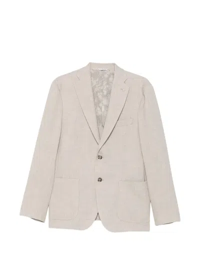 Manuel Ritz Diagonal-weave Blazer In Grey