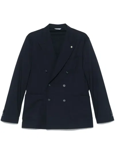 Manuel Ritz Double-breasted Blazer In Blue