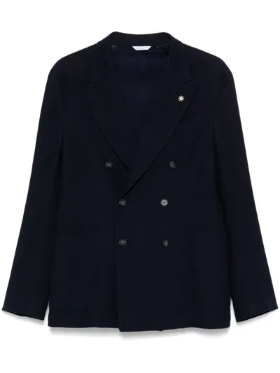 Manuel Ritz Double-breasted Blazer In Blue
