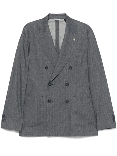 Manuel Ritz Double-breasted Blazer In Blue