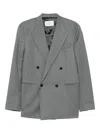 Manuel Ritz Double-breasted Blazer In Gray