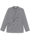 Manuel Ritz Double-breasted Blazer In Grey