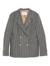 Manuel Ritz Double Breasted Bottoned Blazer In Gray