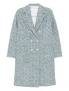 Manuel Ritz Double-breasted Chevron-tweed Coat In Blue