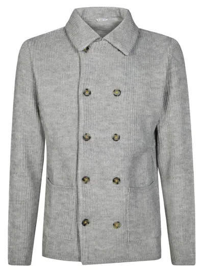 Manuel Ritz Double-breasted Knit Jacket In Gray