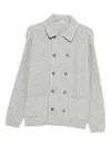 Manuel Ritz Double-breasted Knitted Blazer In Gray