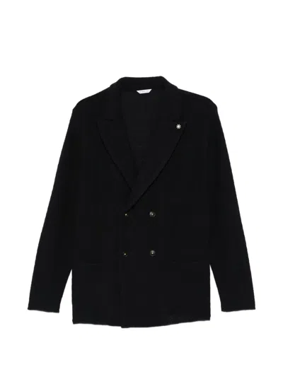 Manuel Ritz Double-breasted Knitted Jacket In Black