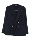 Manuel Ritz Double-breasted Long-sleeve Jacket In Blue