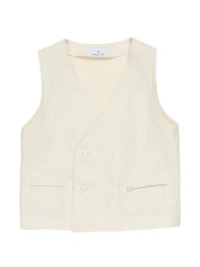 Manuel Ritz Kids' Double-breasted Sleeveless Top In White